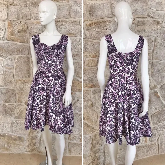 Gorgeous Vintage 1950s 50s Floral Bombshell Dress Full Skirt - Picture 3 of 16